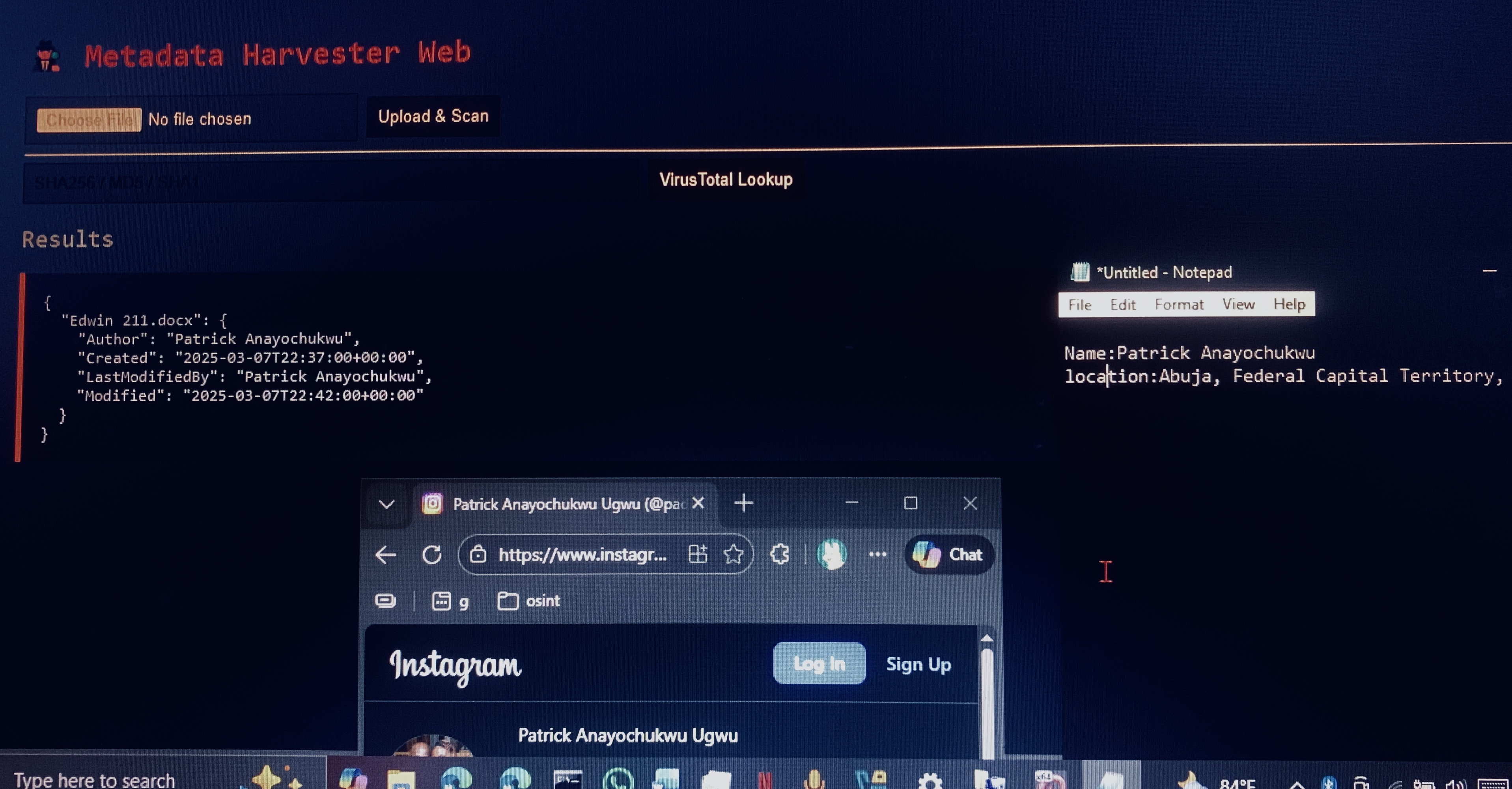 Metadata harvester login screen